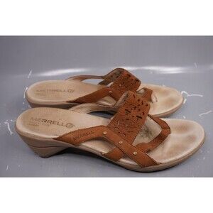 Merrell Select Veranda Eve Womens Sz 10 Oat Tan Leather Slide Sandals Wedge